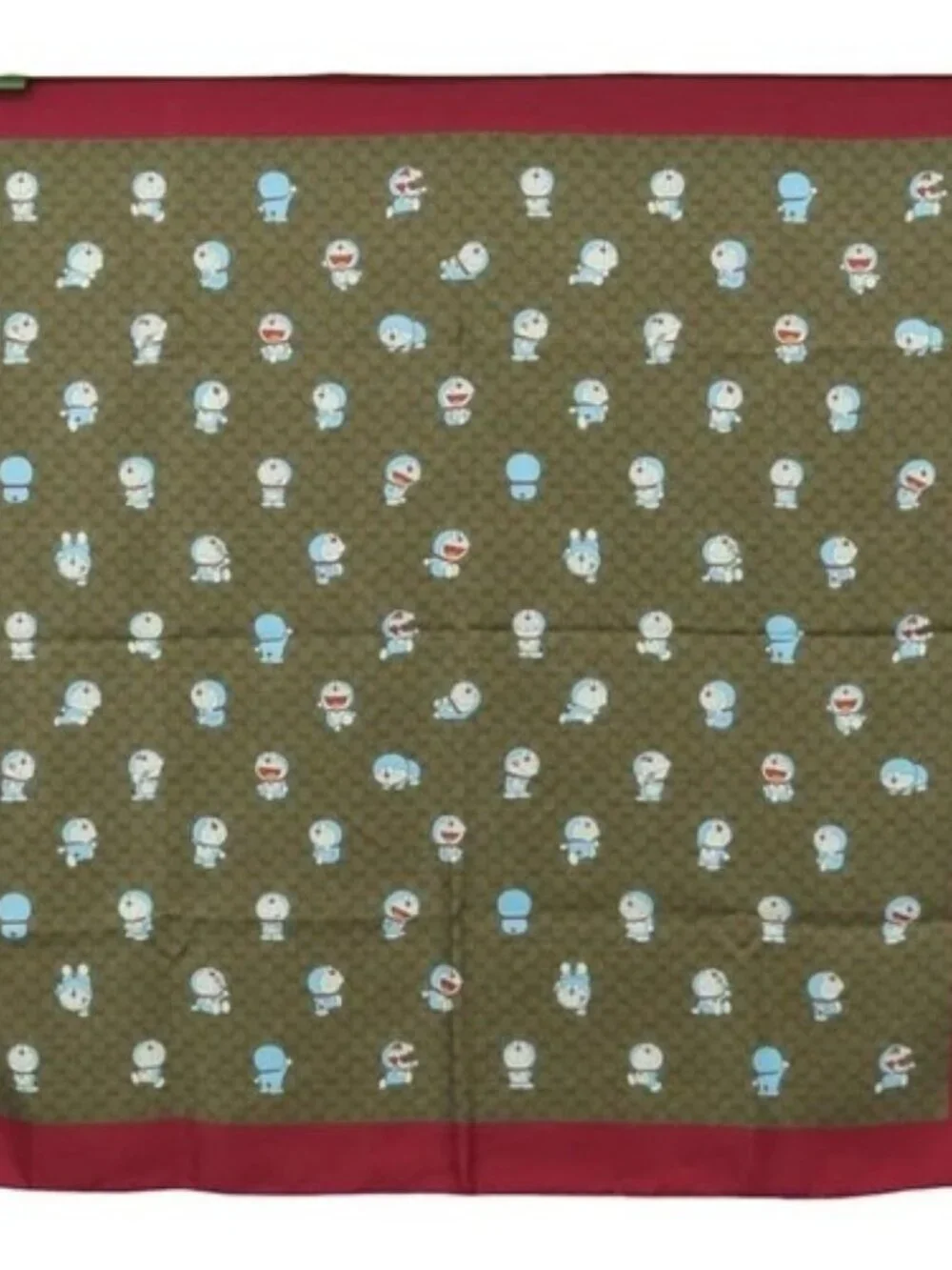 GUCCI Micro GG Doraemon Scarf Silk Beige Auth YKZ755M